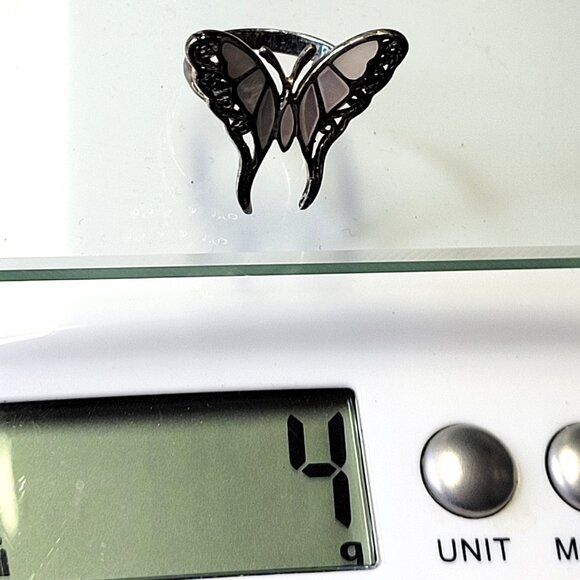 Silver and MOP Butterfly Ring 925 Sterling Silver, Butterfly Filigree Size 5.25 - Picture 13 of 15